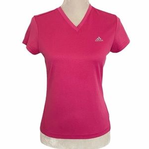 ADIDAS ULTIMATE SHORT‎ SLEEVE V-NECK SUPER PINK TEE